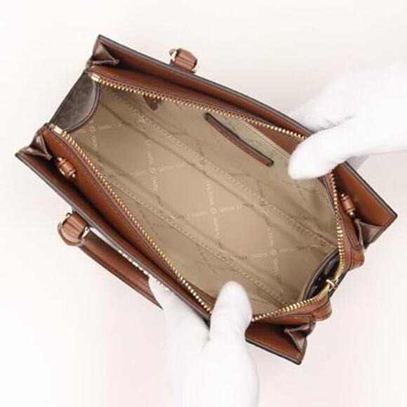 NWT Michael Kors Women Sheila Small Faux Saffiano Leather Satchel (Brown)-OS - Picture 6 of 7